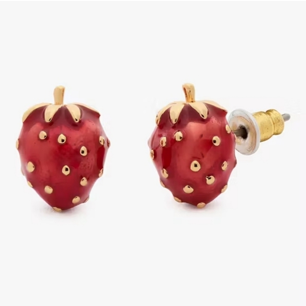 🍓🔹️Kate Spade🔹️ Strawberry Fields Studs novelty studs +Necklace Bundle Set - Picture 2 of 6
